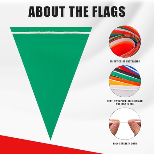 Safety Warning Highly Visible Pennant Banner Flags(45pcs,105ft,Multicolor) - Image 6