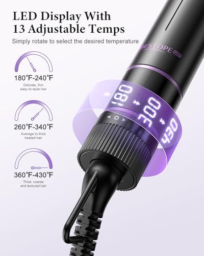 5 in 1 Curling Iron, Curling Wand Set with Thermal Brush, Flat Iron Hair Straightener, 3 Ceramic Irons (0.35"-1"), 13 Adjustable Temps, Hair Curler Waver with Heat Resistant Mat, Glove, Clip - Image 4