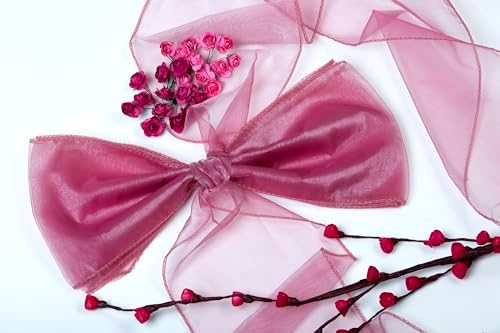 MDS Pack of 250 PCS Organza Chair Sashes Wider Dining Chair Bows Ribbon Tie Back for Wedding Party Birthday Bridal Shower Reception Event Banquet Home Chair Cover Decoration - Dusty Pink - Image 5