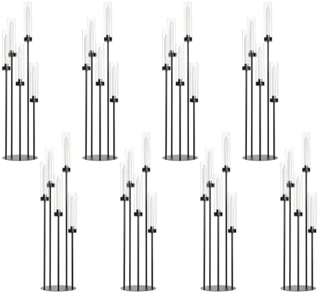 8Pcs 39.8'' Tall 5 Arm Black Candelabra Table Centerpiece for Wedding by WeddingPartyDecoration