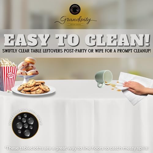 Grandipity Brand Round White Plastic 84" Disposable Tablecloth (12 Pack), Party & Event Decorative Cover - Image 3