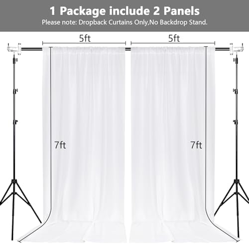 MEETSKY White Backdrop Curtains,Photo Birthday Backdrop,5ft x 7ft,2 Panels - Image 2