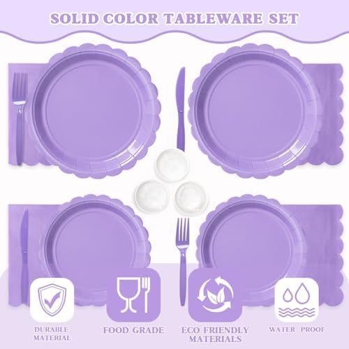 Vyntra 350 Pcs Lavender Paper Plates and Napkins Party Supplies - Image 4