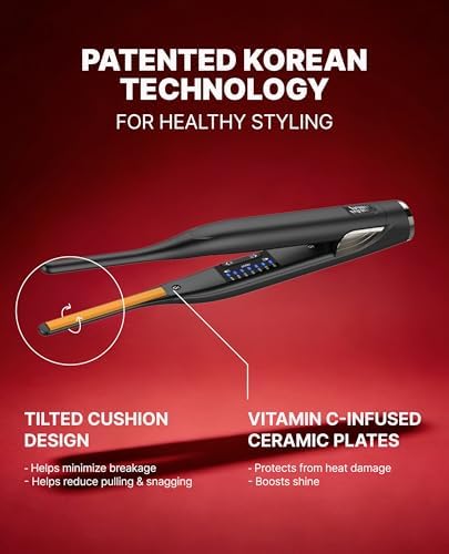 GLAMPALM Stiletto Hair Straightener 0.3" Pencil Ceramic flat iron Infused with Vita C, Korea's No.1 Professional Salon Tool for Short Hair, Dual Voltage, 7 Heat Setting(150°–450°), 10s Heat-Up (GP141) - Image 4