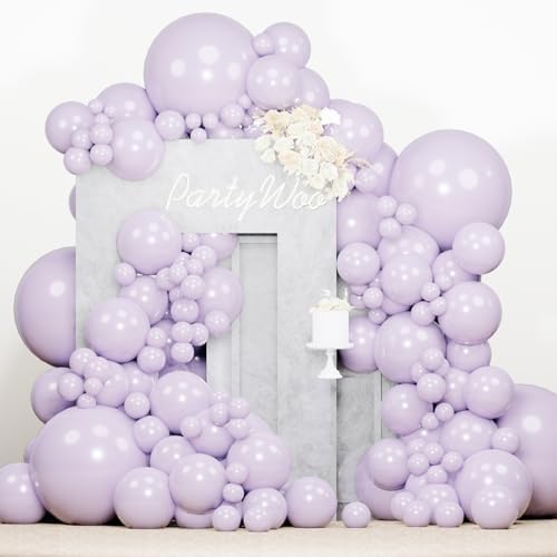 PartyWoo Pearl Lavender Balloons 140pcs Pearl Light Pastel Purple Lilac by PartyWoo