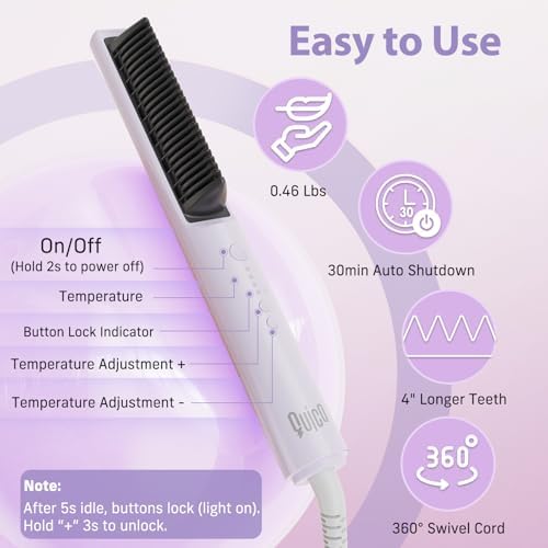 Quico Hair Straightener Brush, 100-240V Dual Voltage Straightener Brush - Image 7