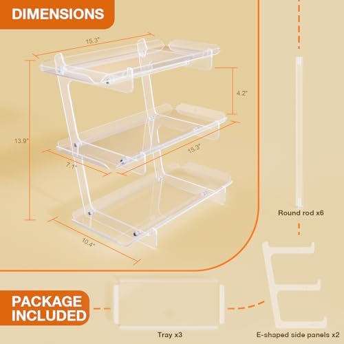 Bakzon 3 Tier Acrylic Serving Tray, 15.3" x 7.1" Dessert Table Display Set Stand for Party, Desserts, Fruits, Cookies – Reusable Collapsible Tiered Platters for Cupcakes, Veggies, and Sweet Treats - Image 5
