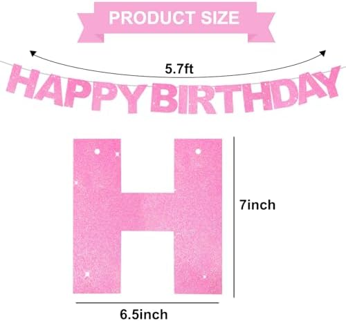 BEISHIDA Pre-Strung Dark Pink Happy Birthday Banner Party Sign Decoration - Image 2