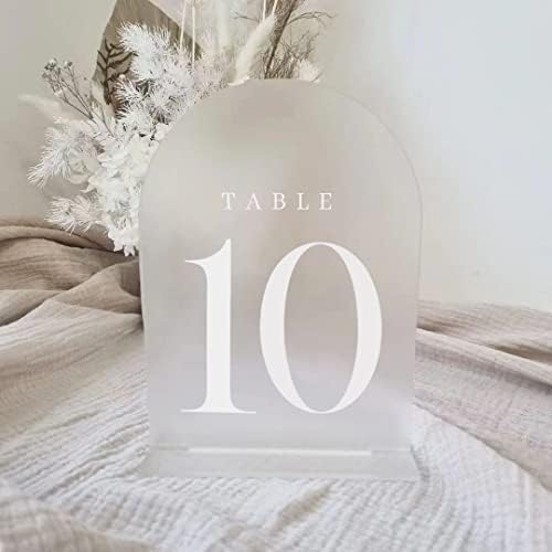Frosted Arch Table Numbers 1-20 for Wedding, 20 Pack 5x7 Acrylic Signs With Holder, Perfect for Centerpiece Decoration - Image 5