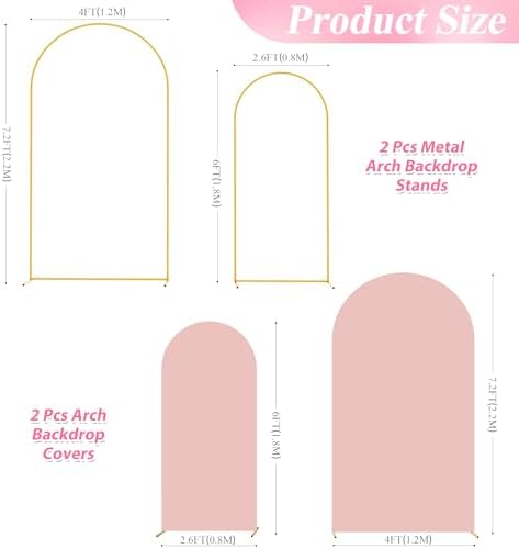 Wokceer Arch Backdrop Stand and Cover Set of 2, 7.2FT,6FT Arch with Cover - Image 2