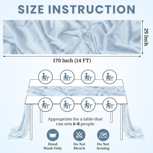 Pack of 20 Chiffon Table Runners 29 x 120 Inch, 14FT Long - Baby Blue - Image 3