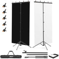Emart 5x10ft 2in1 Black&White Photo Backdrop Stand Kit with T-Shape Stand by EMART