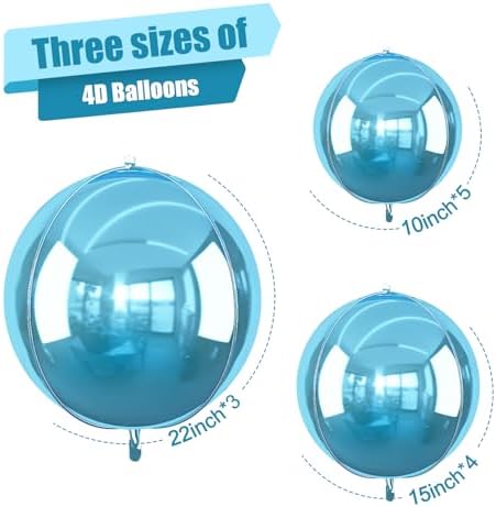 12PCS Light Blue Round Foil Balloons 22" 15" 10" Metallic Blue Balloons - Image 2