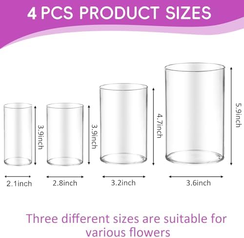 48pcs Glass Vase Cylinder for Centerpieces 4,4,4.7,6Inch Tall Small Flower Glass Clear Home Decor Centerpiece Table Flower Vase Decorations for Wedding＆Holiday - Image 2