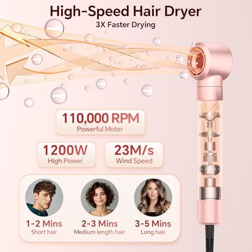 5 in 1 Hair Dryer Brush,110,000 RPM High-Speed Auto Wrap Curling Brush - Image 2