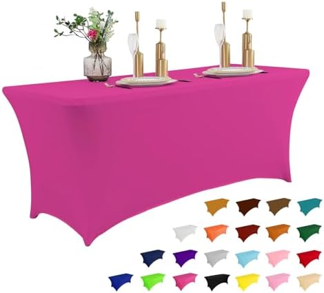 IVAPUPU 4FT Table Cloth for Rectangular Spandex Fuchsia Table Cover by IVAPUPU