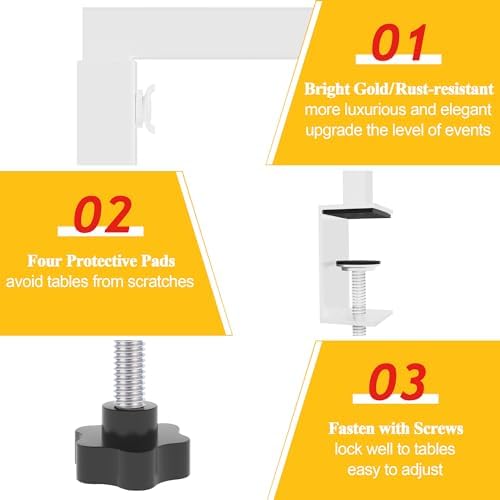Fomcet Over The Table Rod Stand with Clamps White Adjustable Table Arch - Image 4