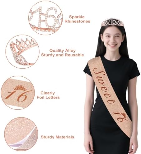 Juesly Sweet 16 Party Decorations for Girls, 50pcs 16 Year Old Birthday Set - Image 4