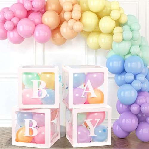 Voircoloria Baby Balloon Boxes with Letters, 4 Transparent Balloon Boxes - Image 3