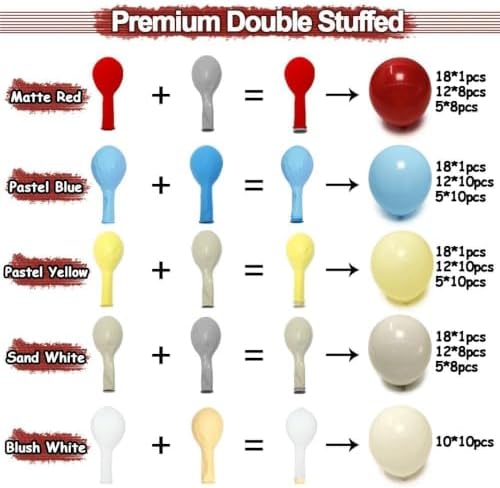 Princess Balloon Arch Kit Double Stuffed Red Blue Yellow White Balloons - Image 2