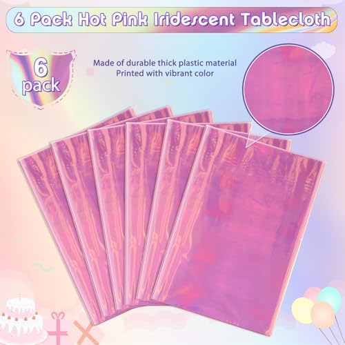 6 Pack Iridescent Plastic Tablecloth, Shiny Disposable Laser Rectangle Table Covers, Holographic Foil Tablecloth Party Decorations for Birthday Bridal Wedding Anniversary Party Supplies, 50 x 100 Inch - Image 4