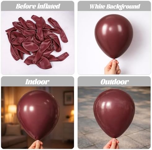 Voircoloria 130pcs Burgundy Balloons Garland Arch Kit, 18 12 10 5 Inch - Image 3