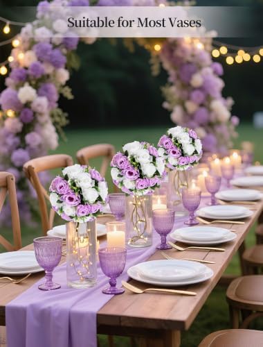 BLOSMON Lilac Purple Flowers Artificial: 2 Pcs Fake Roses Flower Balls Centerpiece for Wedding Table Decoration- Artificial Silk Kissing Bouquet Floral Arrangement for Home Party Event Decor - Image 4