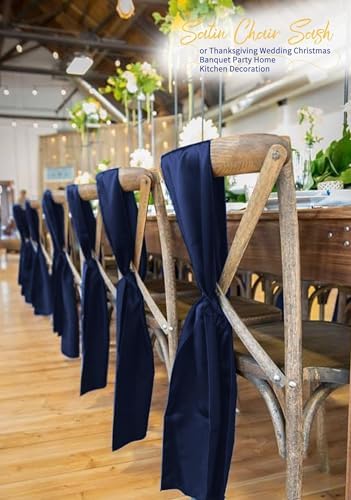 60 PCS Navy Blue Satin Chair Sashes, 7 x 108 Inch - Image 5