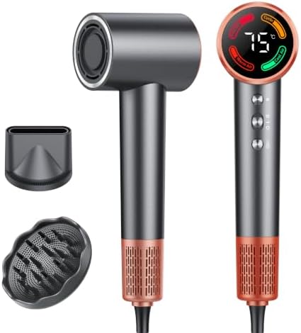 Hair Dryer, High Speed Blow Dryer with Diffuser, 500M Ionic Negative Blow Dryer for Fast Drying, Low Noise & Smart Temperature Control & LED, for All Hair Types, for Home & Travel, Festival Gift by FAMOO