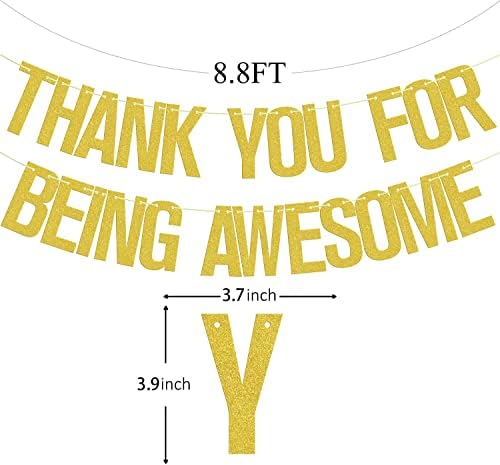 Thank You for Being Awesome Banner Gold Glitter, We Will Miss You Banner, Birthday,for Retirement Farewell Going Away Office Work Party Decorations Gold Glitter - Image 2