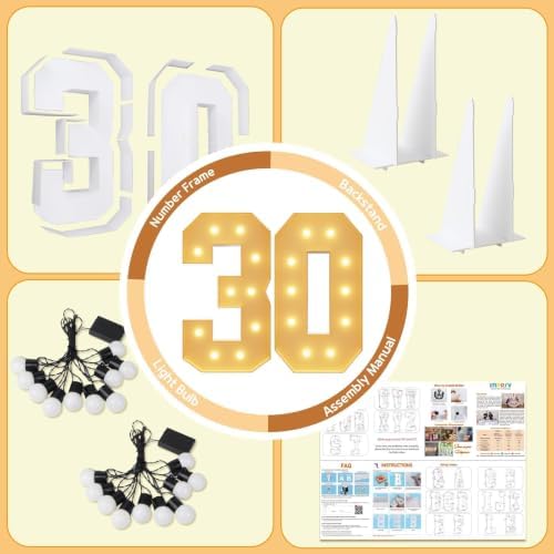 imprsv 30 Marquee Numbers, 4FT Light Up Numbers for 30th Birthday Decor - Image 5