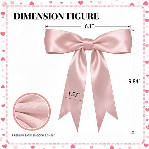 1 Strings Pink White Bow Garland Banner Decorations, Pre-Strung Satin Ribbon Bows for Birthday, Baby Shower, Bridal Shower, Coquette Girls Room, Bow Themed Party, Wedding, Christmas Tree Decorations - Image 3