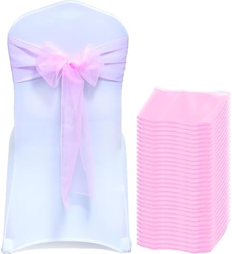 MDS Pack of 25 Organza Chair Sashes for Wedding & Event Décor – Pink by MDS
