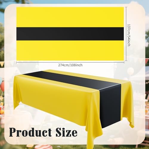 Oudain 6 Pcs Plastic Disposable Table Cloth 54" x 108", Black, Yellow - Image 2
