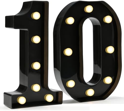 Pooqla Black Light Up Numbers, 10th Birthday Decorations for Boys by Pooqla