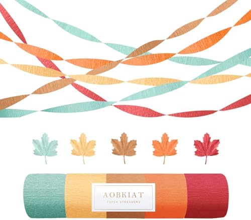 AOBKIAT Fall Colorful Streamers Party Decorations,5 Rolls by aobkiat