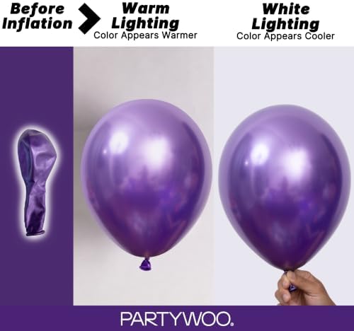 PartyWoo Metallic Purple Balloons 50pcs Chrome Purple Color 12 Inch - Image 3