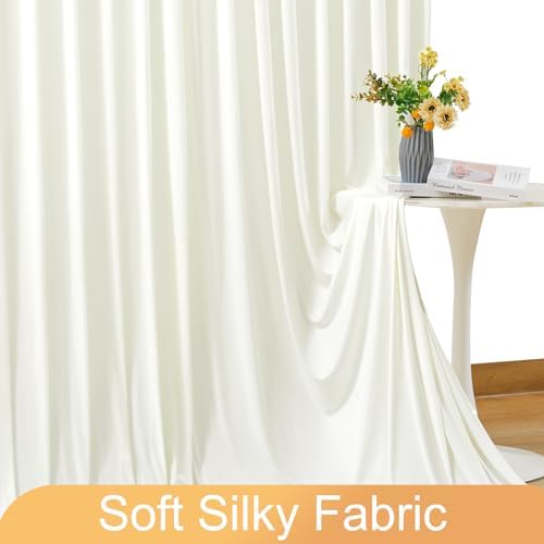 8 Panels Ivory Backdrop Curtain for Wedding Parties Wrinkle Free Ivory Photo Curtains Backdrop Drapes Fabric Decoration for Baby Shower Photography 40ft(W) x 10ft(H) - Image 6