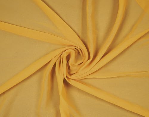 20 Yard Chiffon Fabrics, 44" Wide, Lightweight, Sheer – Gold - Image 3