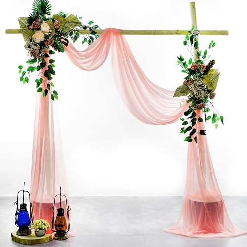 Pack of 1 Wedding Arch Drape Panel Fabric 30" x 40ft - Peach - Image 2