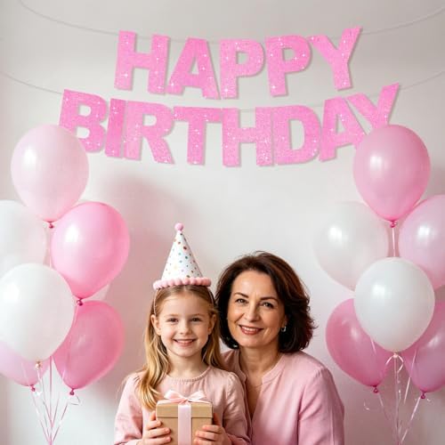 BEISHIDA Pre-Strung Dark Pink Happy Birthday Banner Party Sign Decoration - Image 5