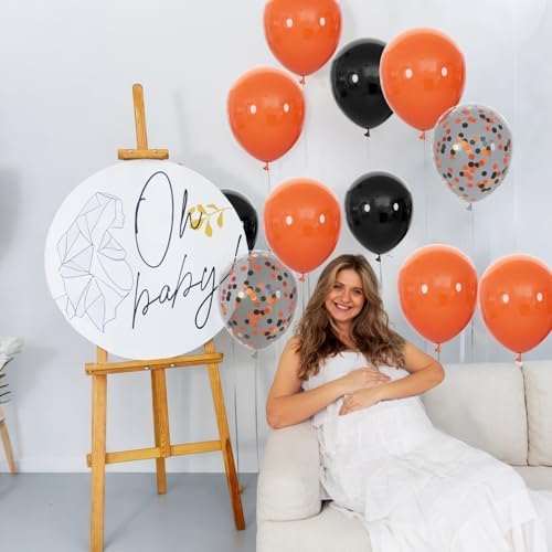 68Pcs Black and Orange Balloons, 12 inch Orange Black Latex Balloon Set with Confetti Ribbons Reusable, Fade-Resistant for Halloween, Graduation Spooky Party Decorations. - Image 5
