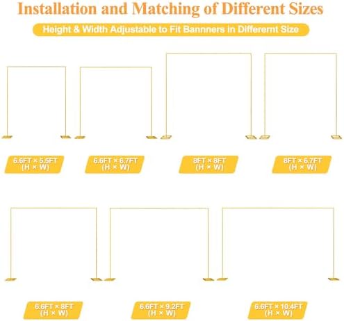 Heavy Duty Backdrop Stand, 8ft x 8ft, Adjustable Pipe and Drape Kit, Gold - Image 4