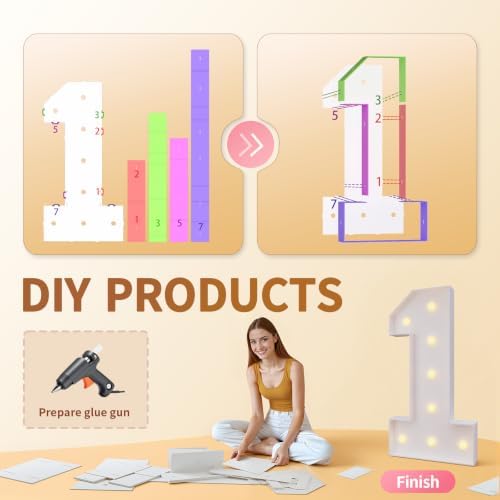 imprsv 3FT Marquee Numbers 30, Light Up Numbers for 30th Birthday Decorations Anniversary Party Decor, Number 30 Light Up Number, Pre-Cut Foam Board Kit - Image 2
