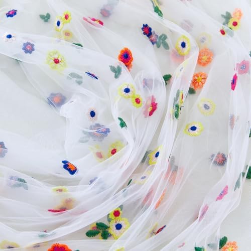 JIALE 3 Pack Ivory Floral Table Runner, Embroidery Daisy Seasonal Table Decorations, 120Inch 10FT Tulle Fabric for Home Decor, Bridal Shower Wedding, Baby Shower Parties, DIY Craft - Image 5