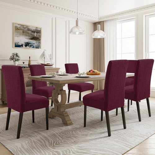 Super Stretch Chair Covers for Dining Chairs Set of 2, Burgundy - Image 2