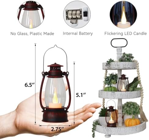 12Pcs Hand-Brushed Red Mini Lanterns for Vintage Christmas Table Decorations – 6Inch Small Candle Lanterns for Western Cowboy Camping Halloween Weddings Party Centerpiece & Hanging Ornaments - Image 2