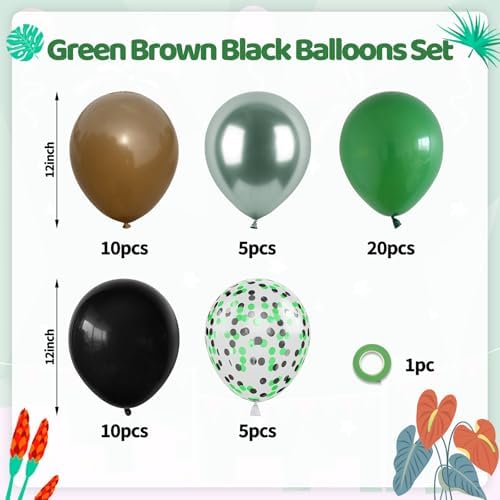Green Brown Black Balloons, 50 Pcs for Camping Birthday Party Decorations - Image 2
