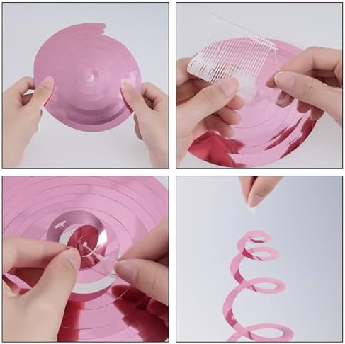 Pink Ceiling Swirl Foil Decorations Hanging Plastic Streamer Themed Swirl Party for Valentine's Carnival Celebration, Pack of 28 - Image 4
