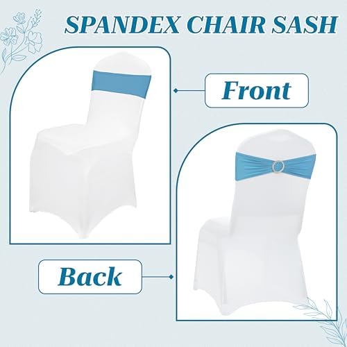 MDS Pack of 50 Spandex Chair Sashes for Wedding Party & Event – Blue - Image 4